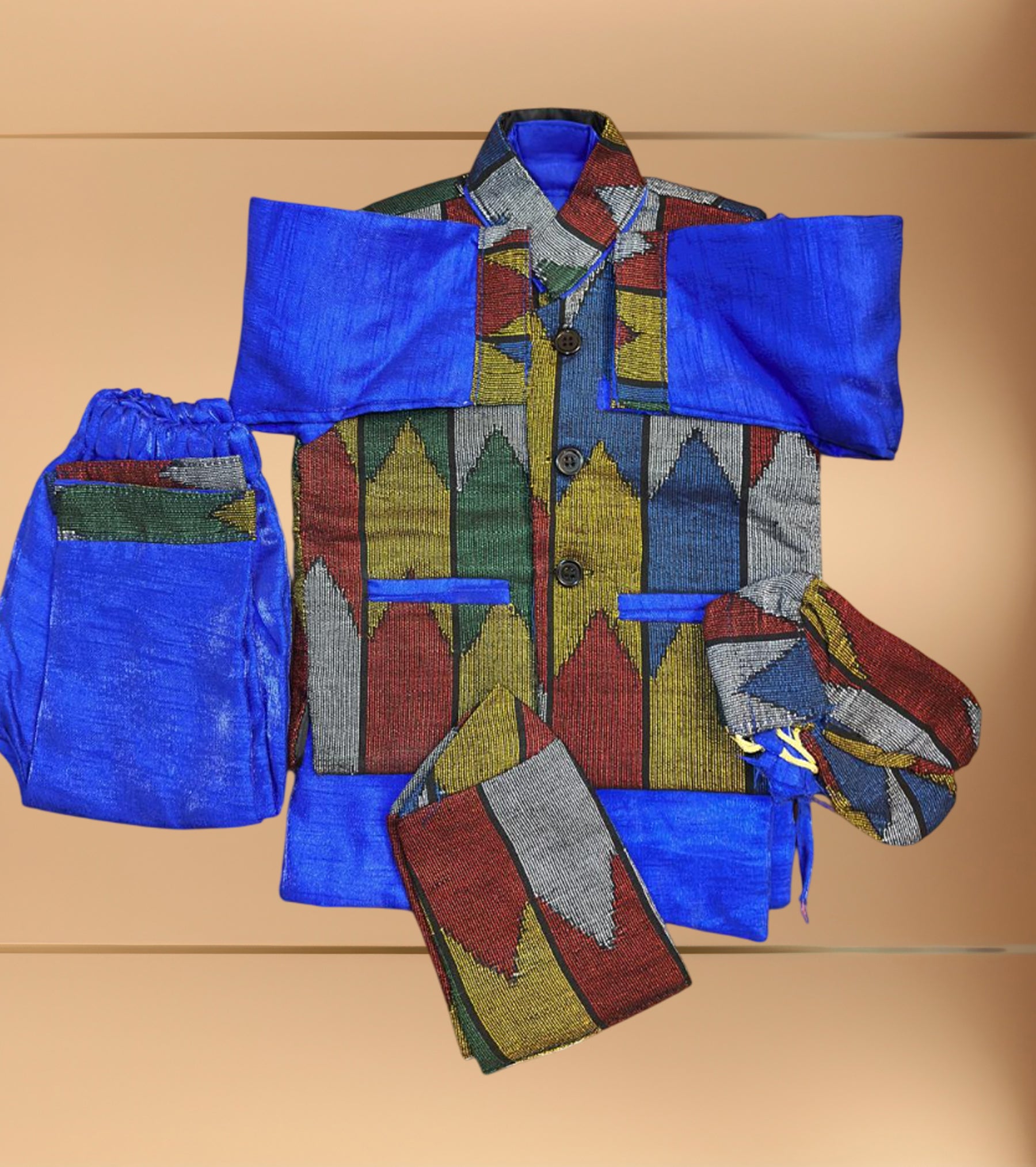 Boys Dhaka Dress Set Blue